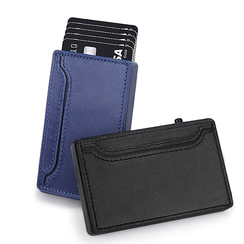TOYFID Wallet With PU Leather Cover,Aluminum Alloy Pop Up Wallet Holder Card Main image