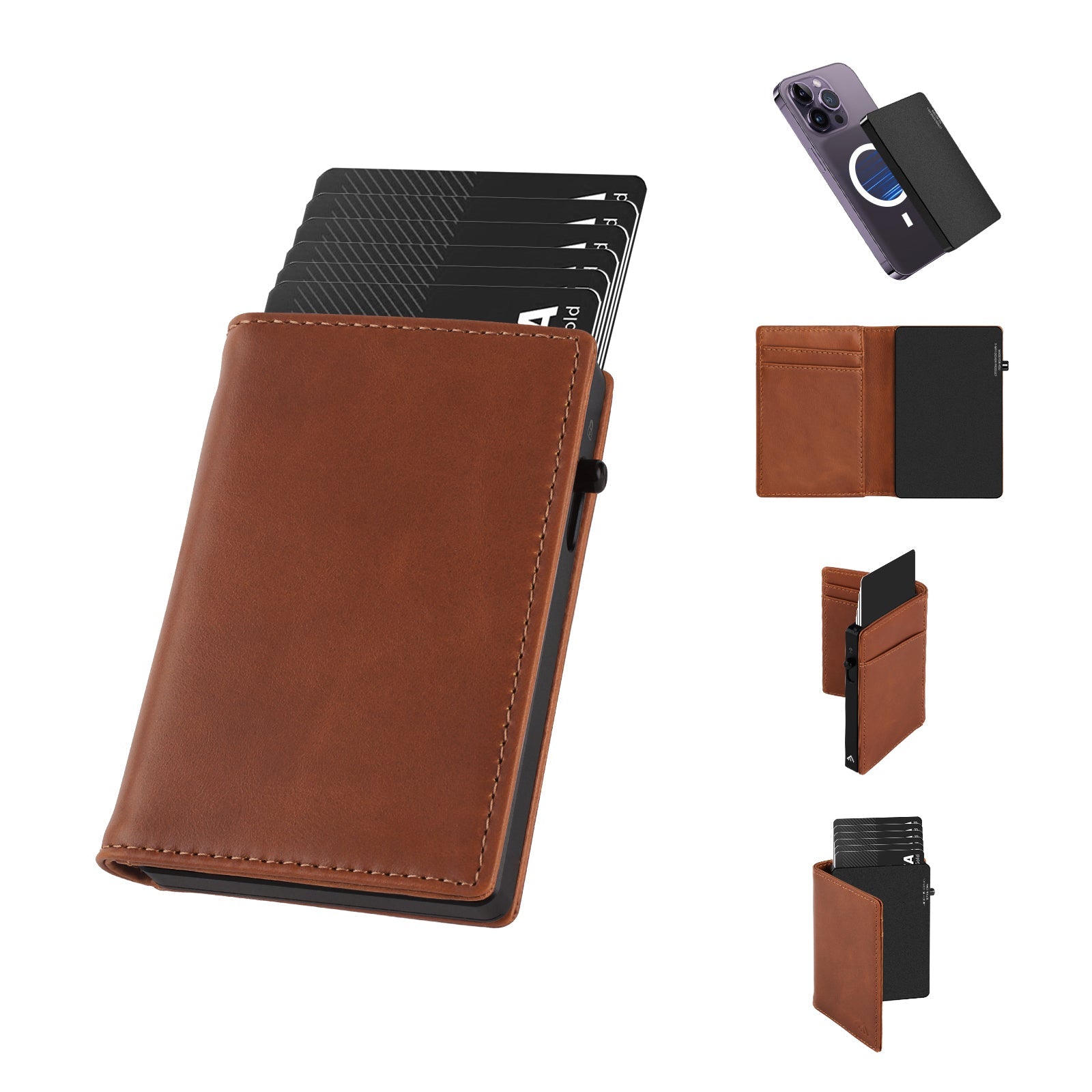 TOYFID Aluminum Alloy Wallet With Genuine Leather Cover Men's Billfolds Secondary image