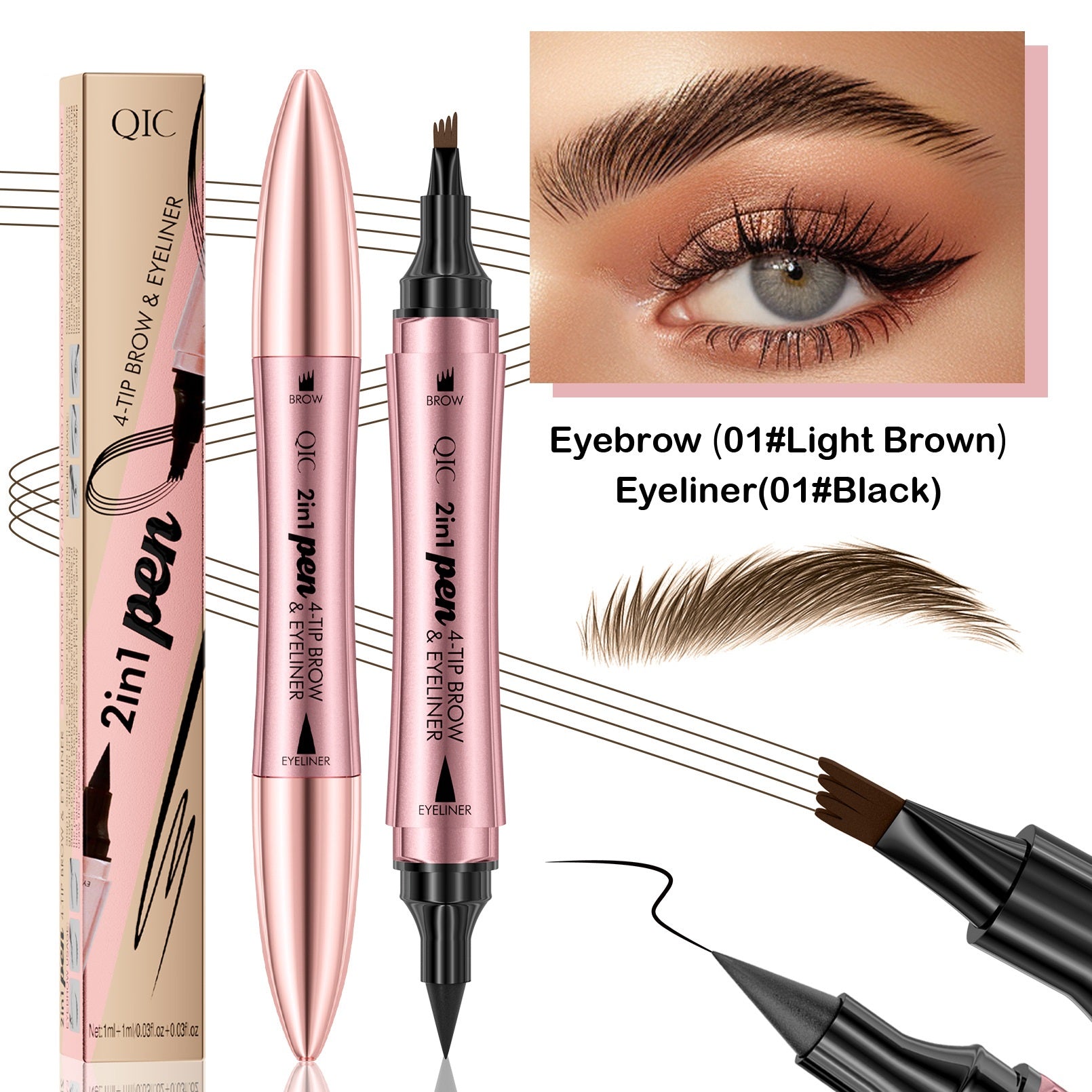 Double-headed 3D Micro-carved Liquid Four-fork Eyebrow Pencil Eyeliner 2-in-one Dual-purpose Eye Secondary image