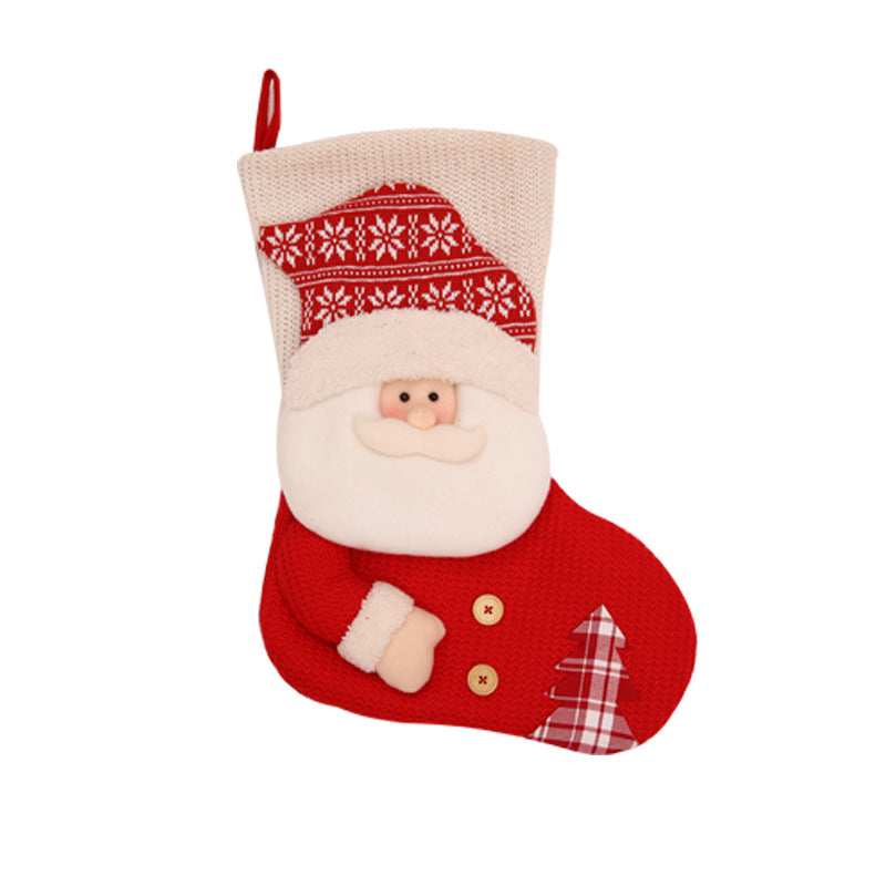 Large Red White Knitted Christmas Stocking Santa Claus Fireplace Decor Socks Xmas Gift Bags Candy Holder Decor For Home Secondary image