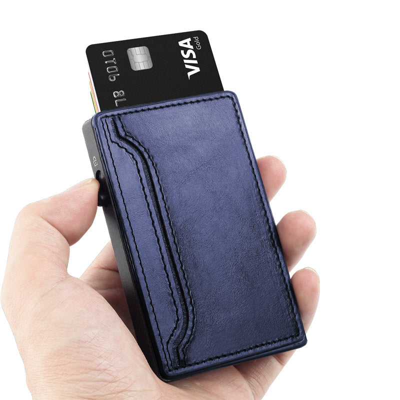TOYFID Wallet With PU Leather Cover,Aluminum Alloy Pop Up Wallet Holder Card Secondary image
