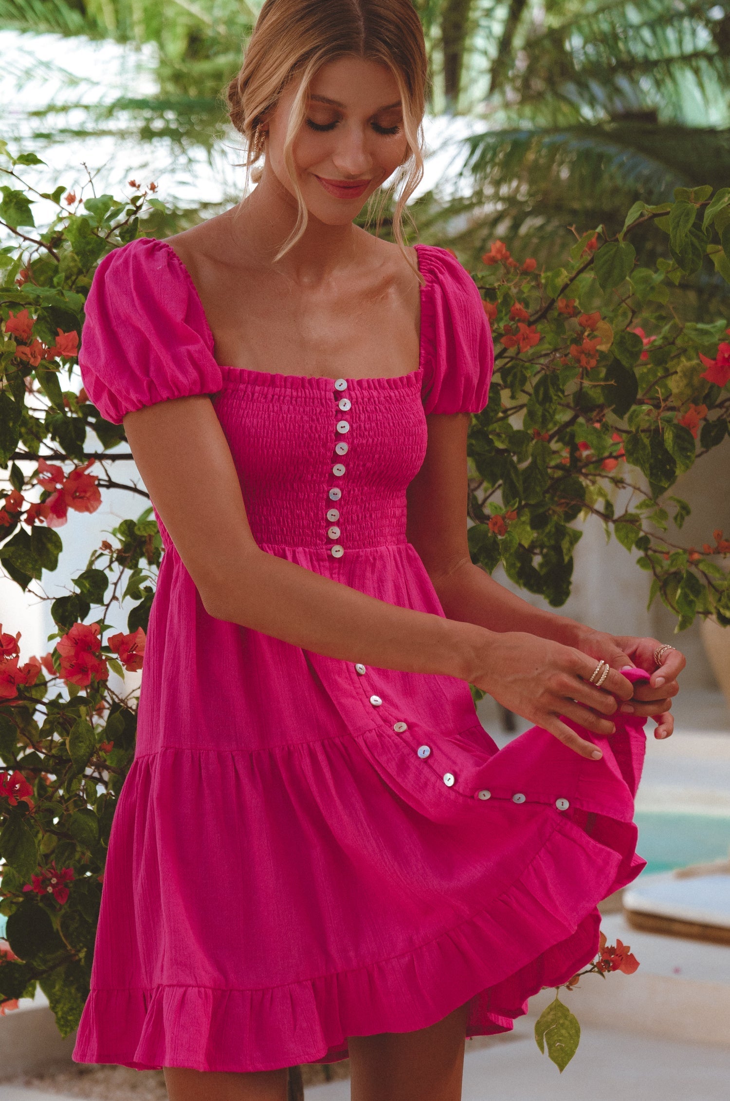 Catalina Smocked Linen Mini Dress Main image