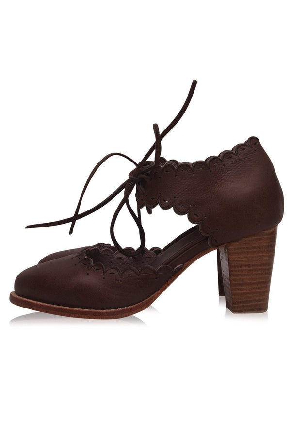 Dance Queen Scalloped Leather Heels