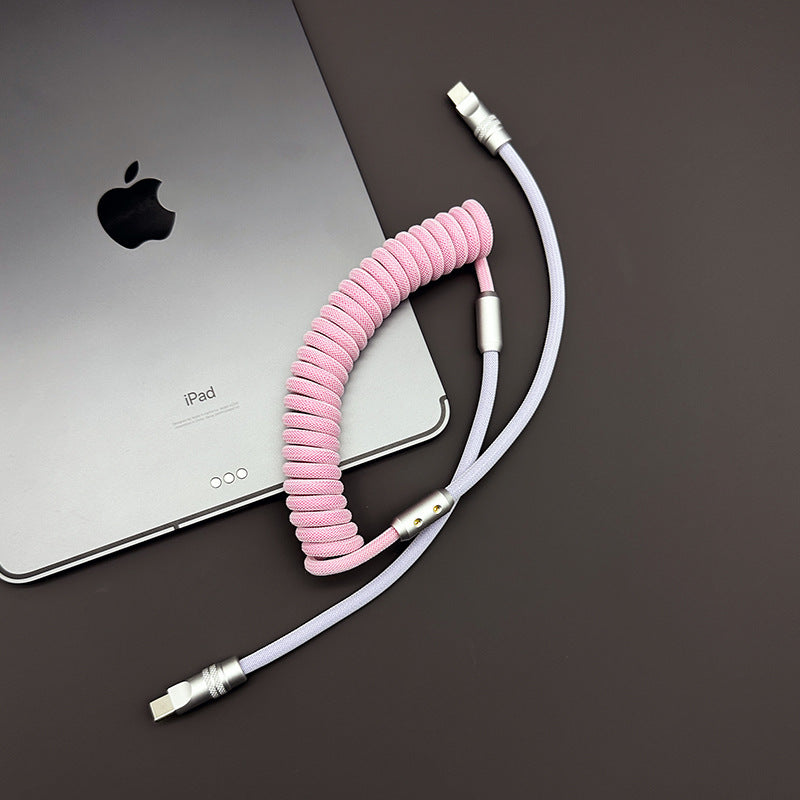 CarPlay In-car Two-tone Braided Spring Data Cable Secondary image