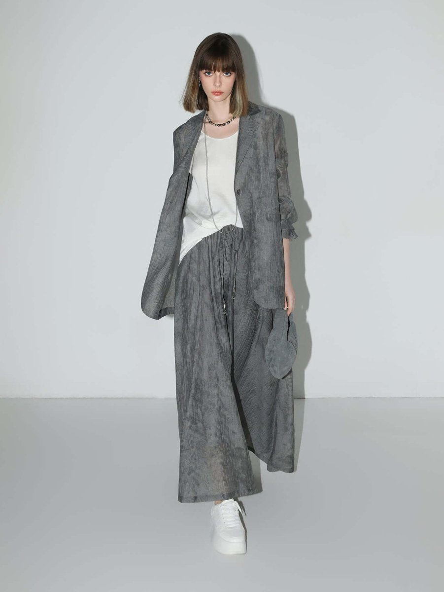 Ink-Washed Draped Striped Blazer Secondary image