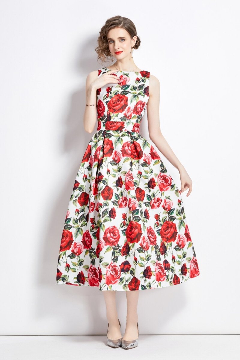 Sleeveless Form Fitting Floral A Line Dress Secondary image